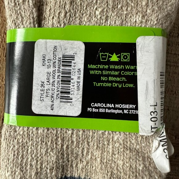 Wise Blend Men's Size L 10-13 Merino Wool Blend Socks Tan and Blue Crew Length - Picture 3 of 4